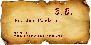 Butscher Baján névjegykártya